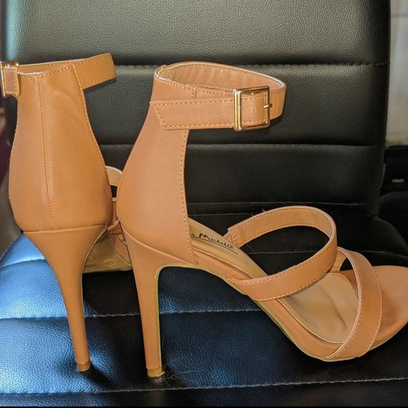 Anne Michelle Camel Ankle Strap Heels - Picture 2 of 2